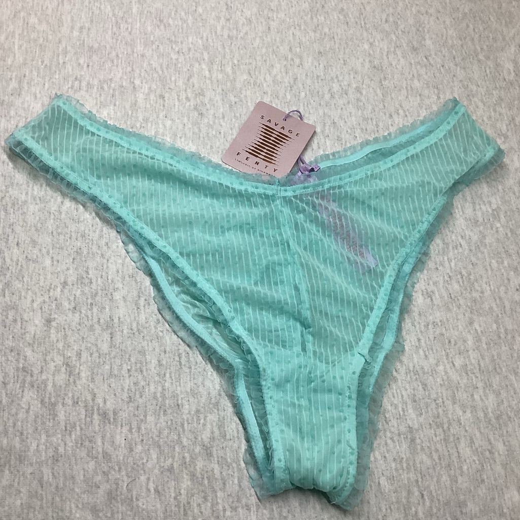 Savage X Fenty Boudoir Brazilian Women’s V-Front Waist Panty Light Green Nwt